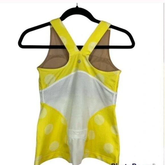 Lululemon Yellow Polka Dot V-Neck Tank Mesh Size 8 - Picture 2 of 4